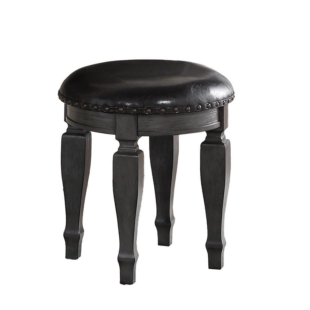 Wooden Makeup Vanity Set Desk, Mirror and Stool - Gray
