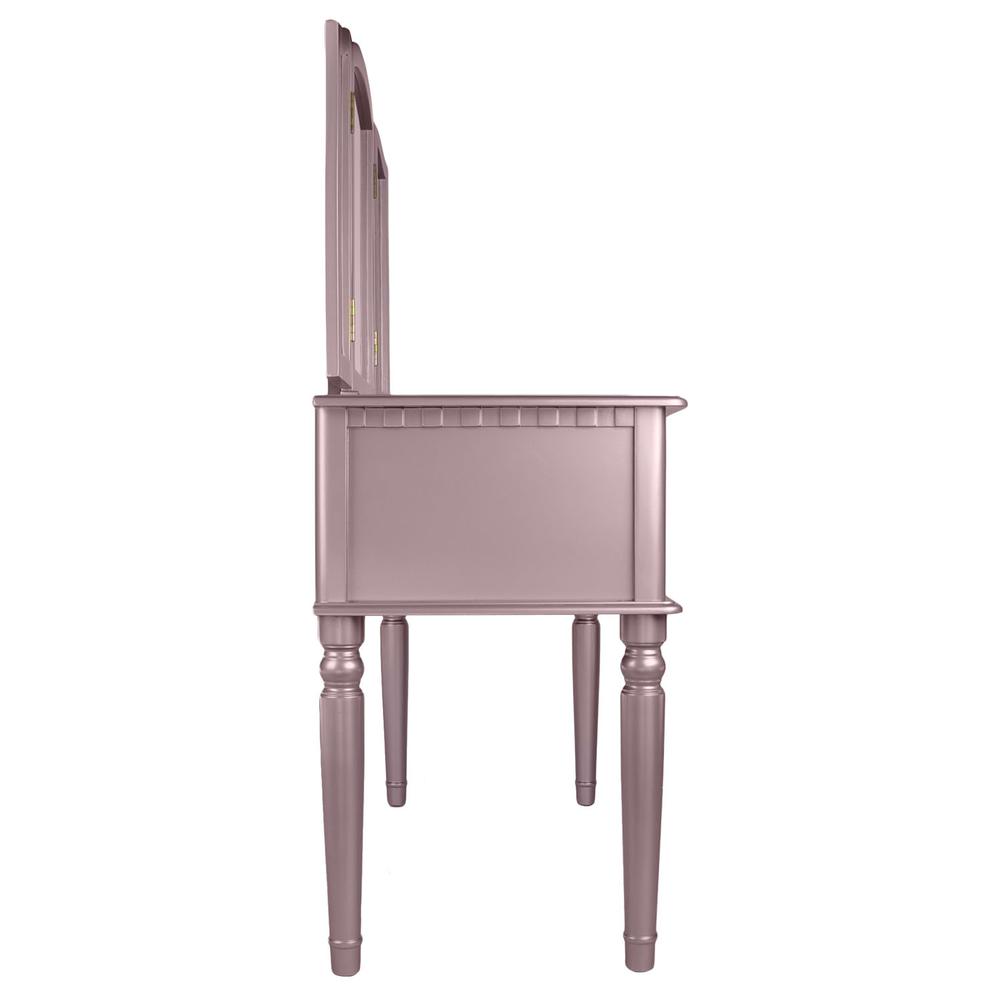 Wooden Makeup Vanity Set Desk, Mirror and Stool - Rose Gold