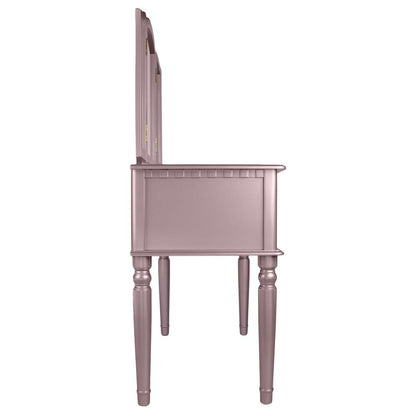 Wooden Makeup Vanity Set Desk, Mirror and Stool - Rose Gold