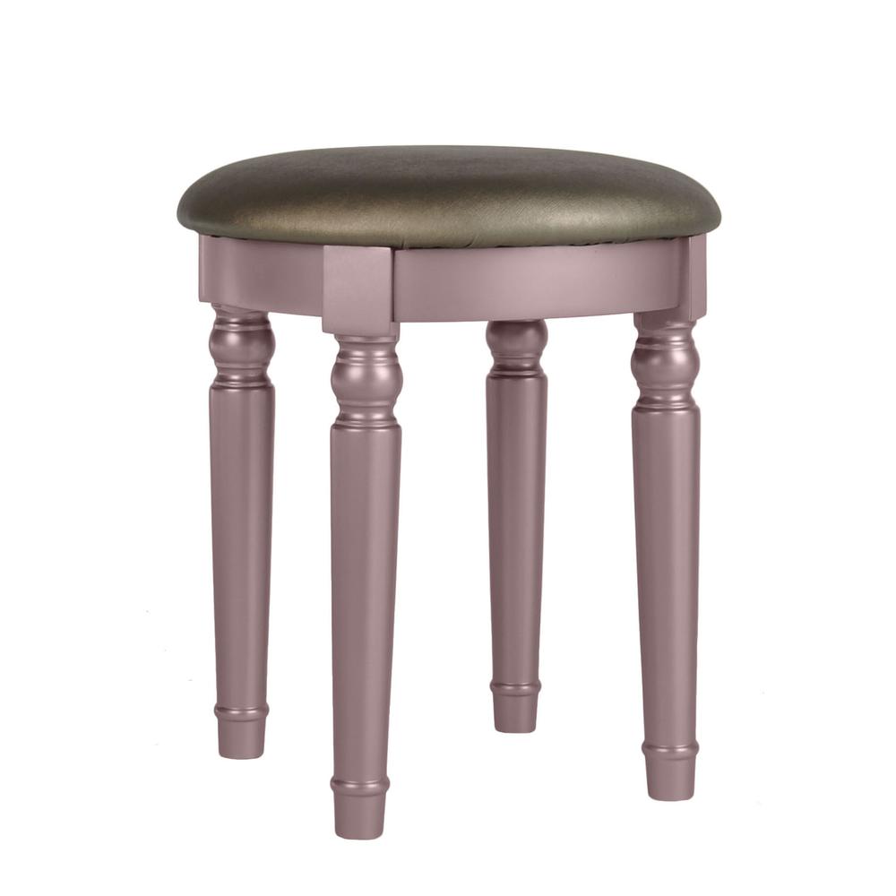 Wooden Makeup Vanity Set Desk, Mirror and Stool - Rose Gold