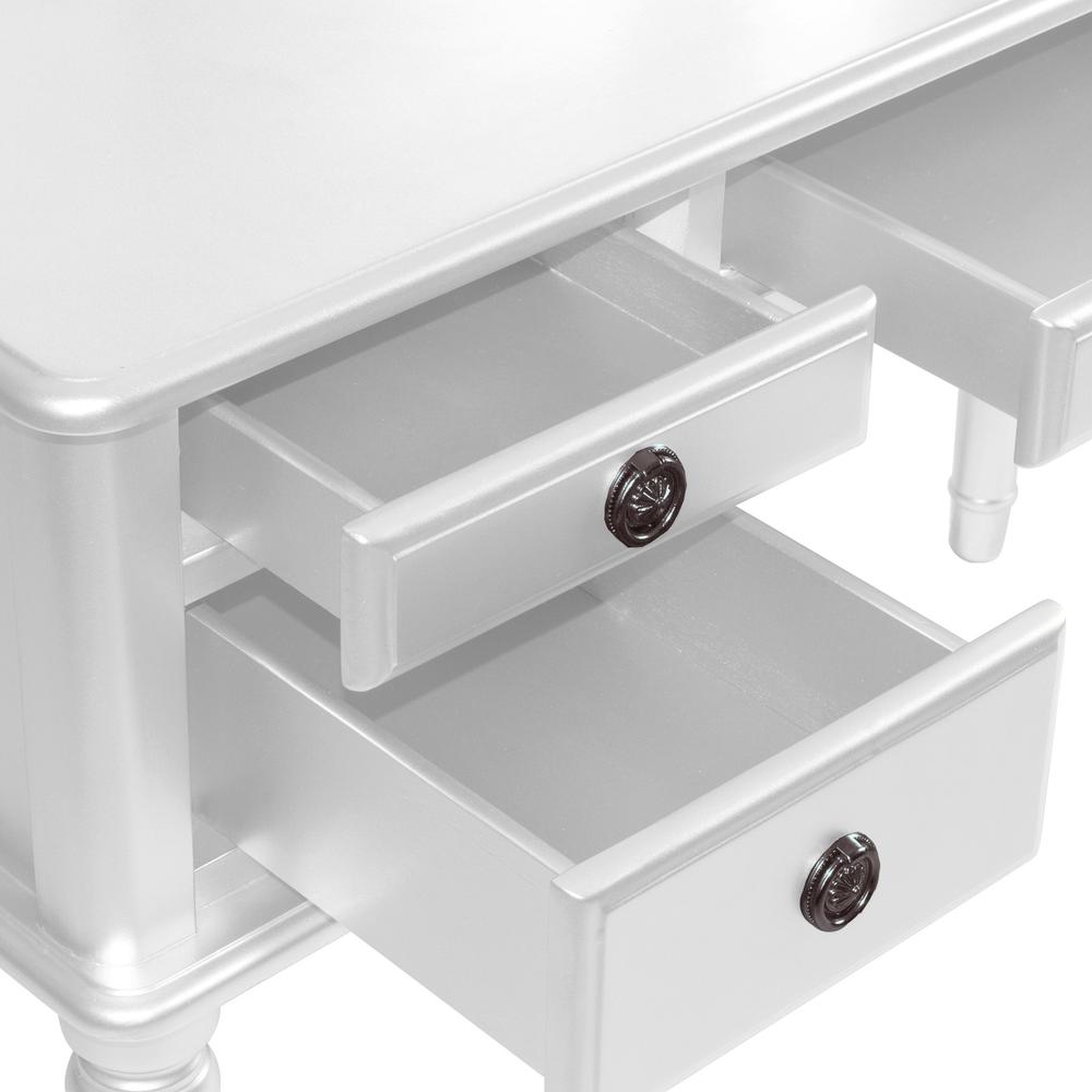 Wooden Makeup Vanity Set Desk, Mirror and Stool - White