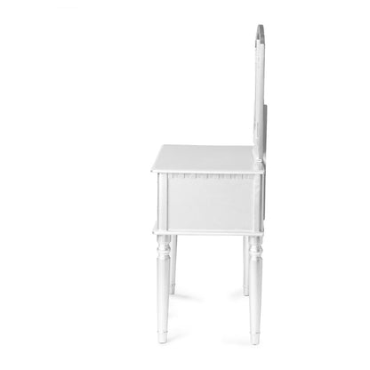 Wooden Makeup Vanity Set Desk, Mirror and Stool - White