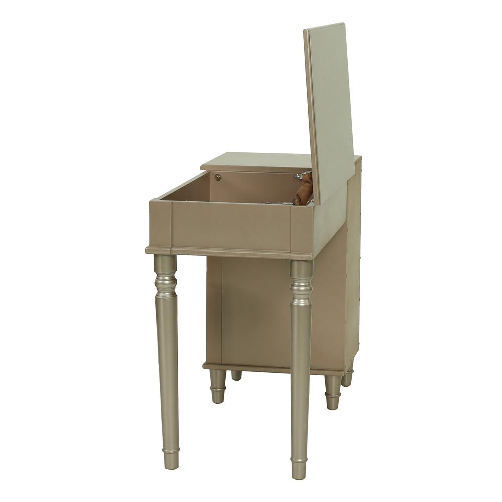Wooden Makeup Vanity Set Desk, Mirror and Stool - Silver