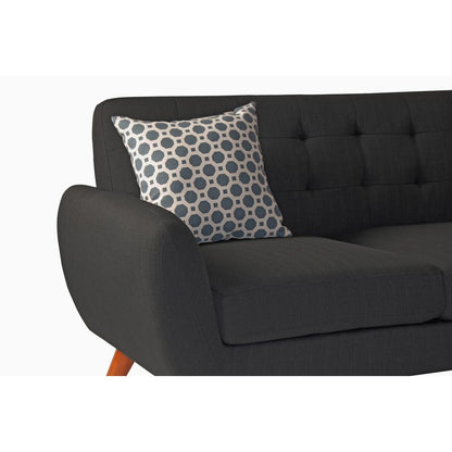 Poundex 2 Piece Fabric Sectional Set in Ash Black, 111" W x 80" D x 33" H, Package Weight 97