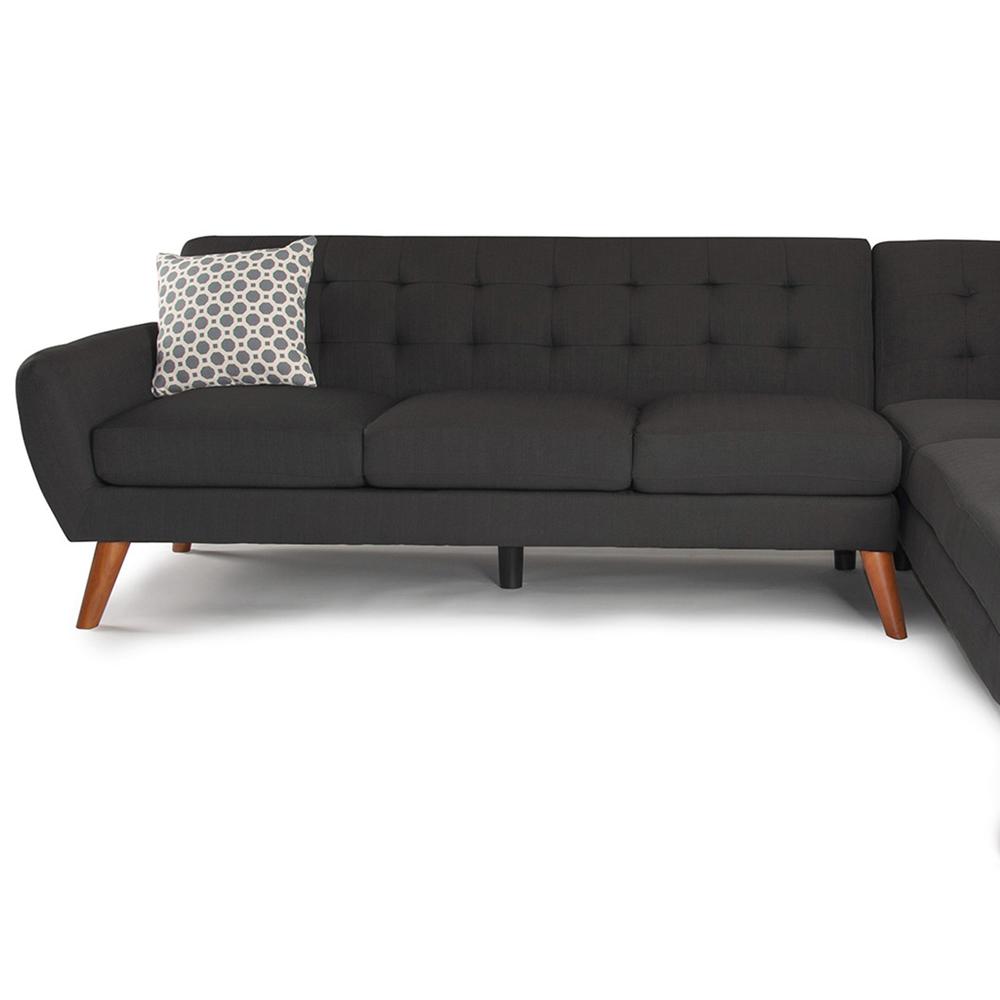 Poundex 2 Piece Fabric Sectional Set in Ash Black, 111" W x 80" D x 33" H, Package Weight 97