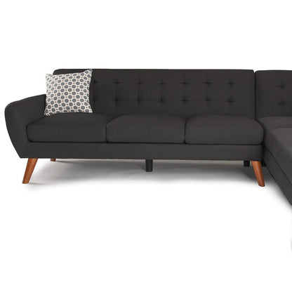 Poundex 2 Piece Fabric Sectional Set in Ash Black, 111" W x 80" D x 33" H, Package Weight 97