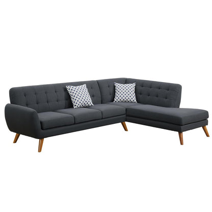 Poundex 2 Piece Fabric Sectional Set in Ash Black, 111" W x 80" D x 33" H, Package Weight 97