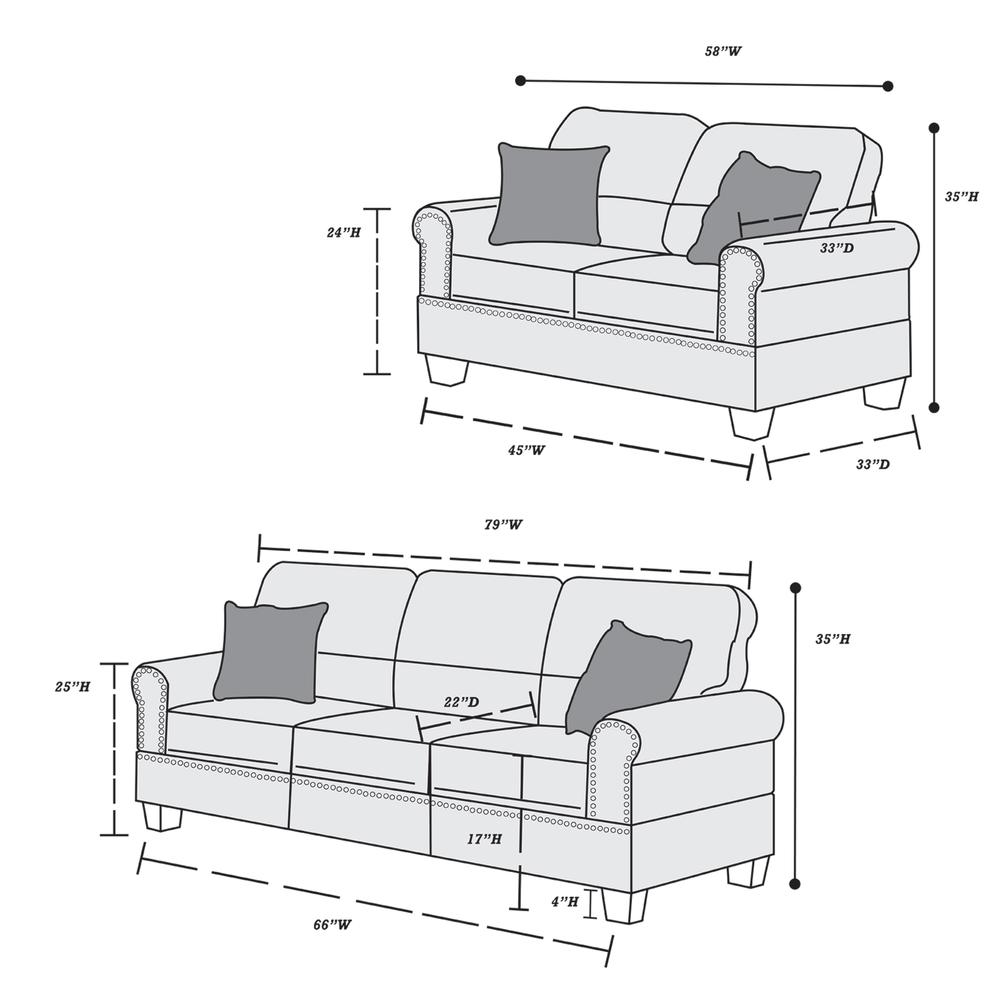 Poundex 2 Piece Sofa and Loveseat Set in Espresso Faux Leather