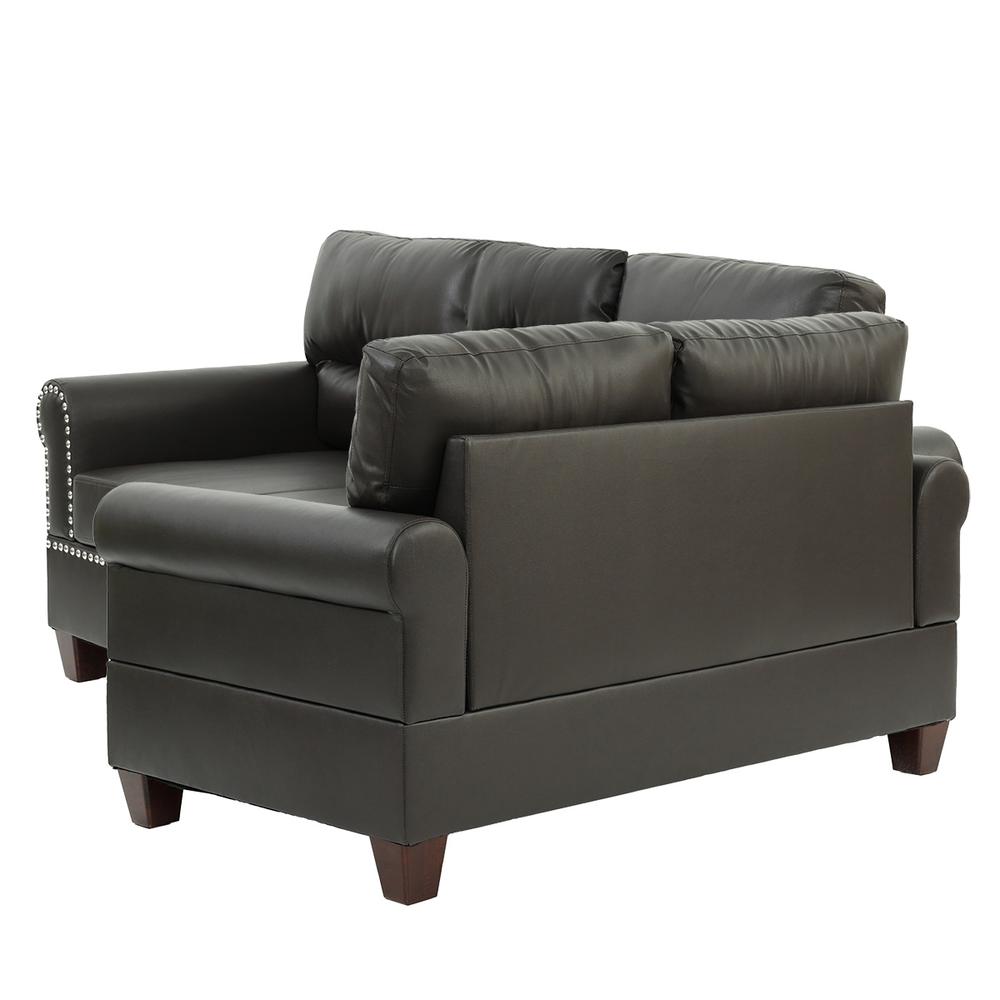 Poundex 2 Piece Sofa and Loveseat Set in Espresso Faux Leather