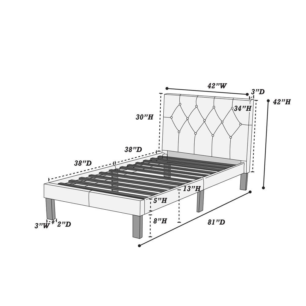 Twin Upholstered Bed Frame with Slats in Pink Faux Leather