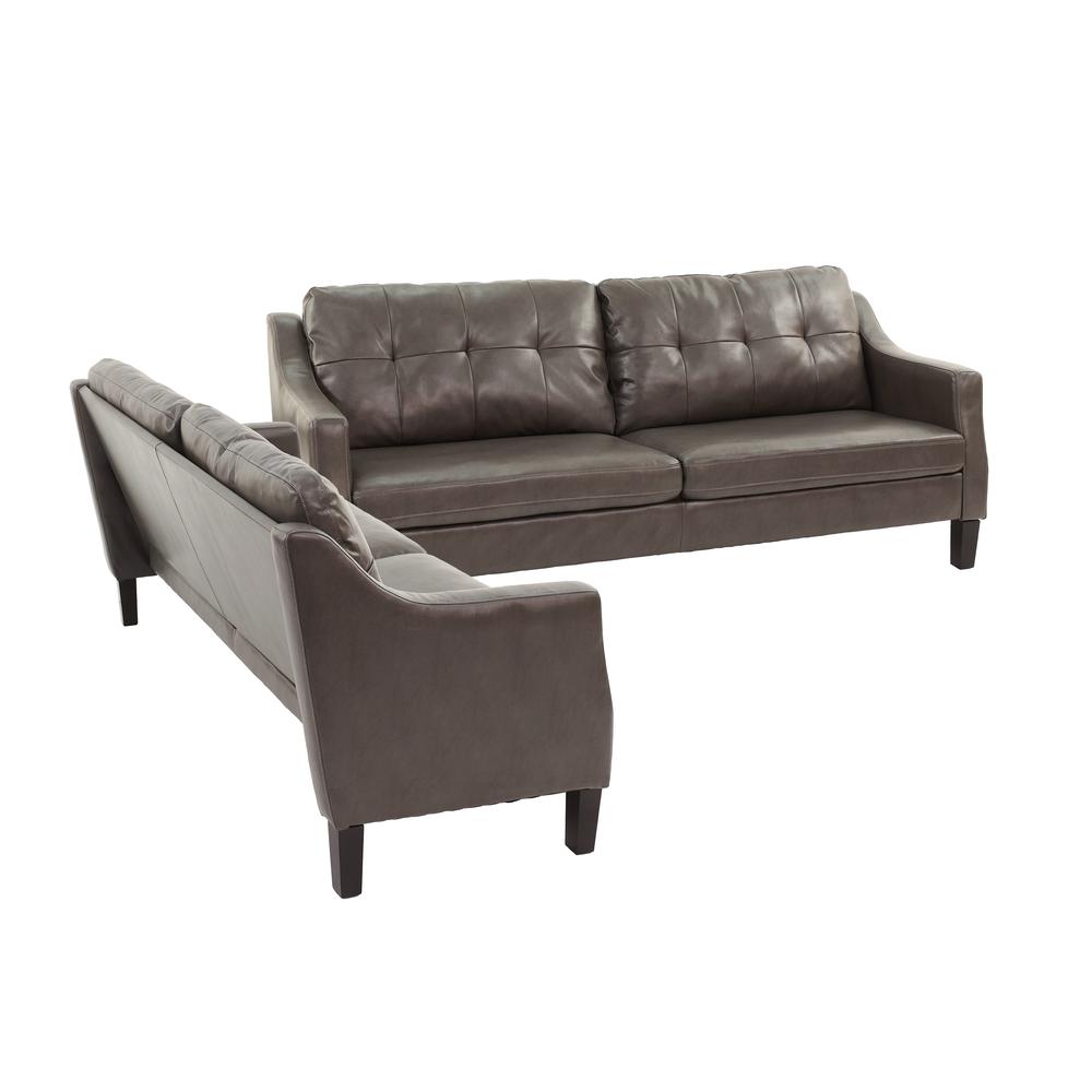Furniture Gel Leatherette Two Piece Sofa in Gray