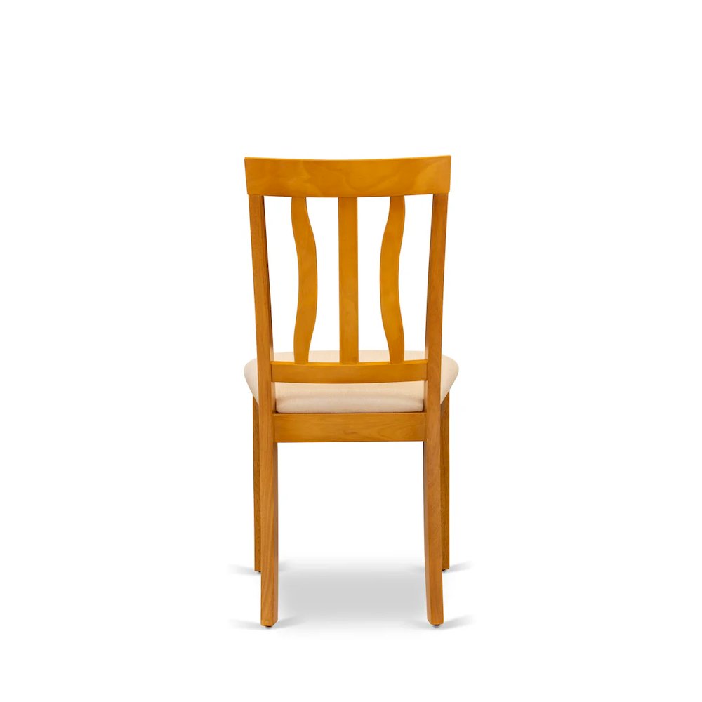 Antique Dining Chairs - Linen Fabric Upholstered Wooden Chairs, Set of 2