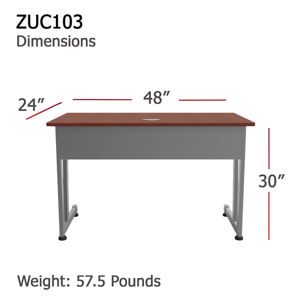 Basic Rectangular Desk 24 X 48 Cherry / Gray