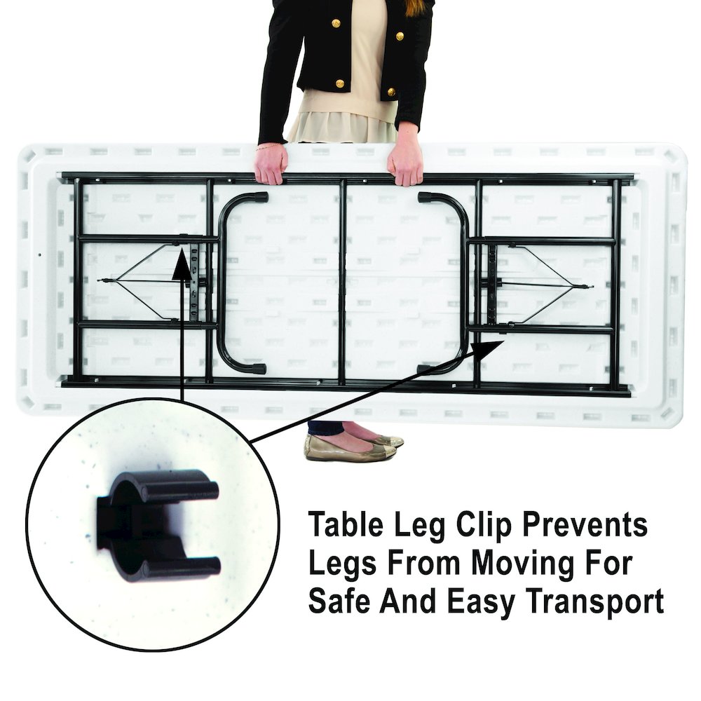 Adjustable Height Commercial Blow-Molded Plastic Folding Table 24x48"