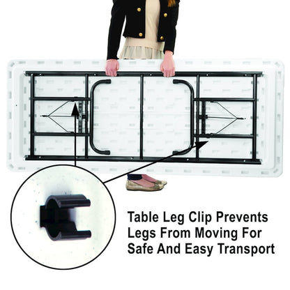 Adjustable Height Commercial Blow-Molded Plastic Folding Table 30x72"