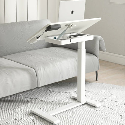 K30016 Electric Height Adjustable Soft Side End Table,White