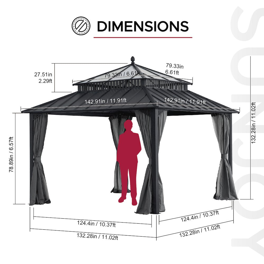 12 ft. x 12 ft. Kingston Extra-Tall, Wide Hardtop Gazebo
