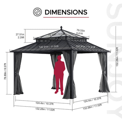 12 ft. x 12 ft. Kingston Extra-Tall, Wide Hardtop Gazebo