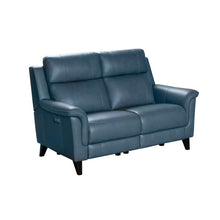 Gray Leather Power Reclining Loveseat with Hardwood Plywood Frame