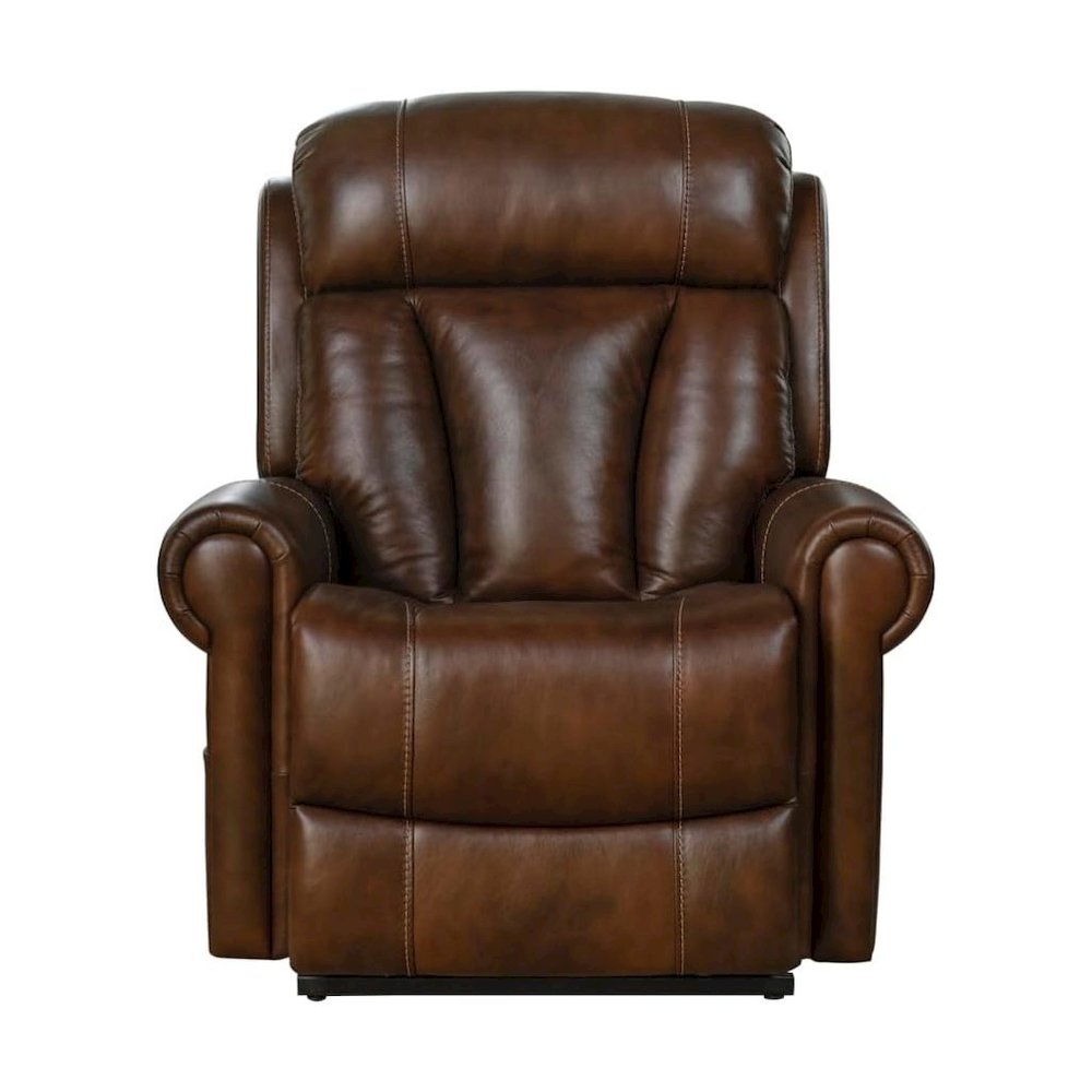 Brown Leather Recliner with Power Headrest, Lumbar, and Lift Assist