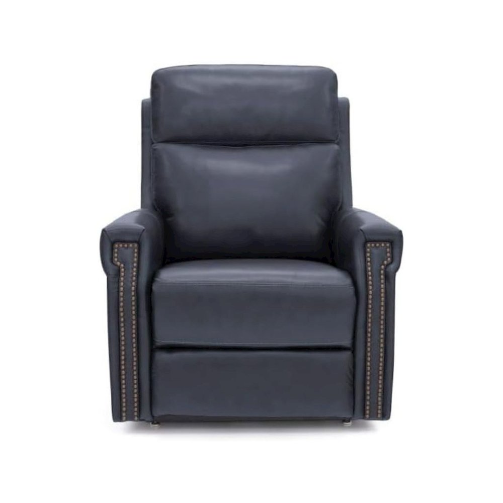 Blue Leather Recliner Chair with Lift, Heat, Power Headrest, and USB
