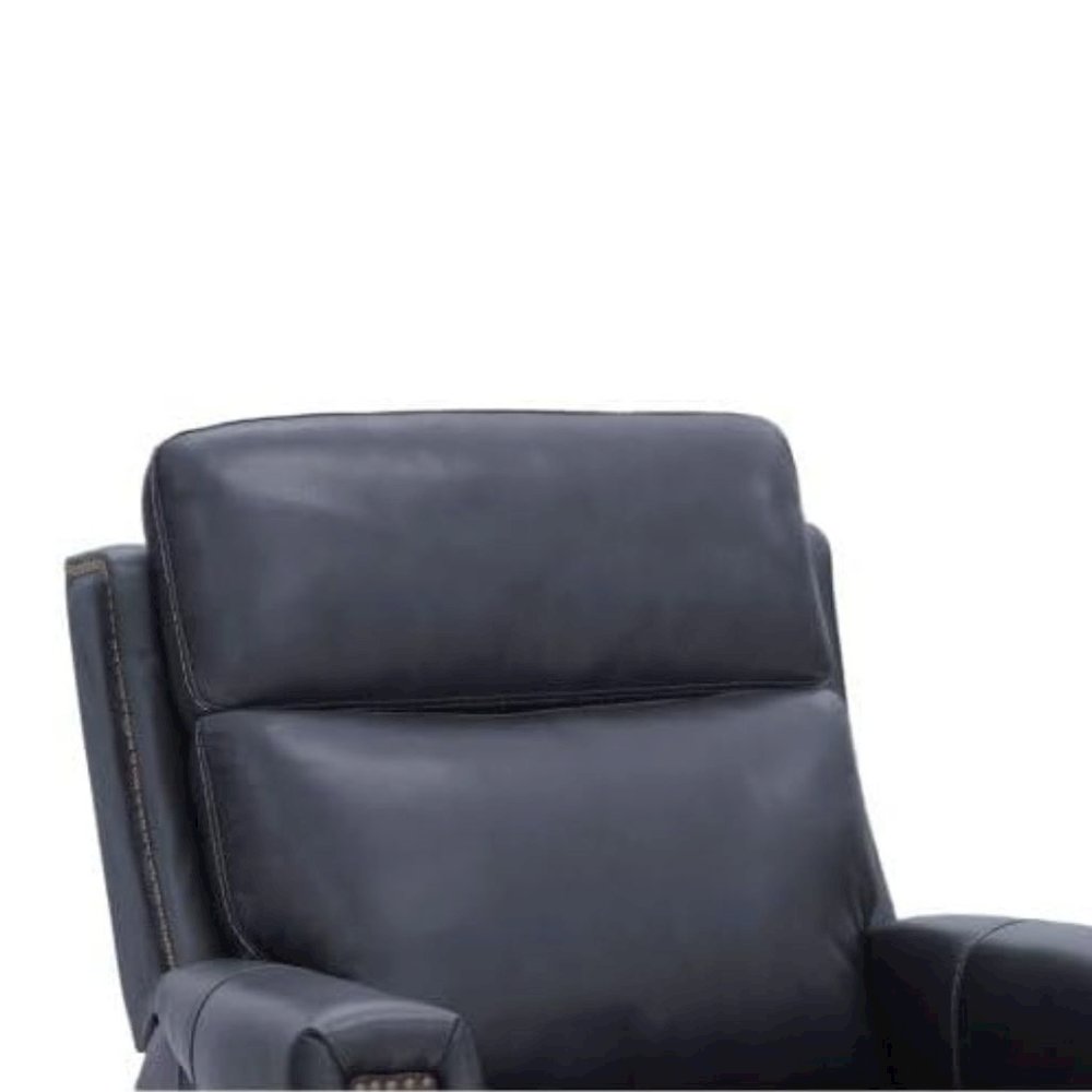 Blue Leather Recliner Chair with Lift, Heat, Power Headrest, and USB