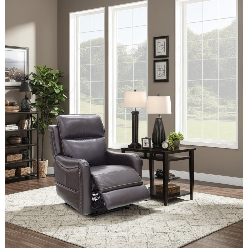 Brown Leather Power Lift Recliner with Heat, Power Headrest & Lumbar Support