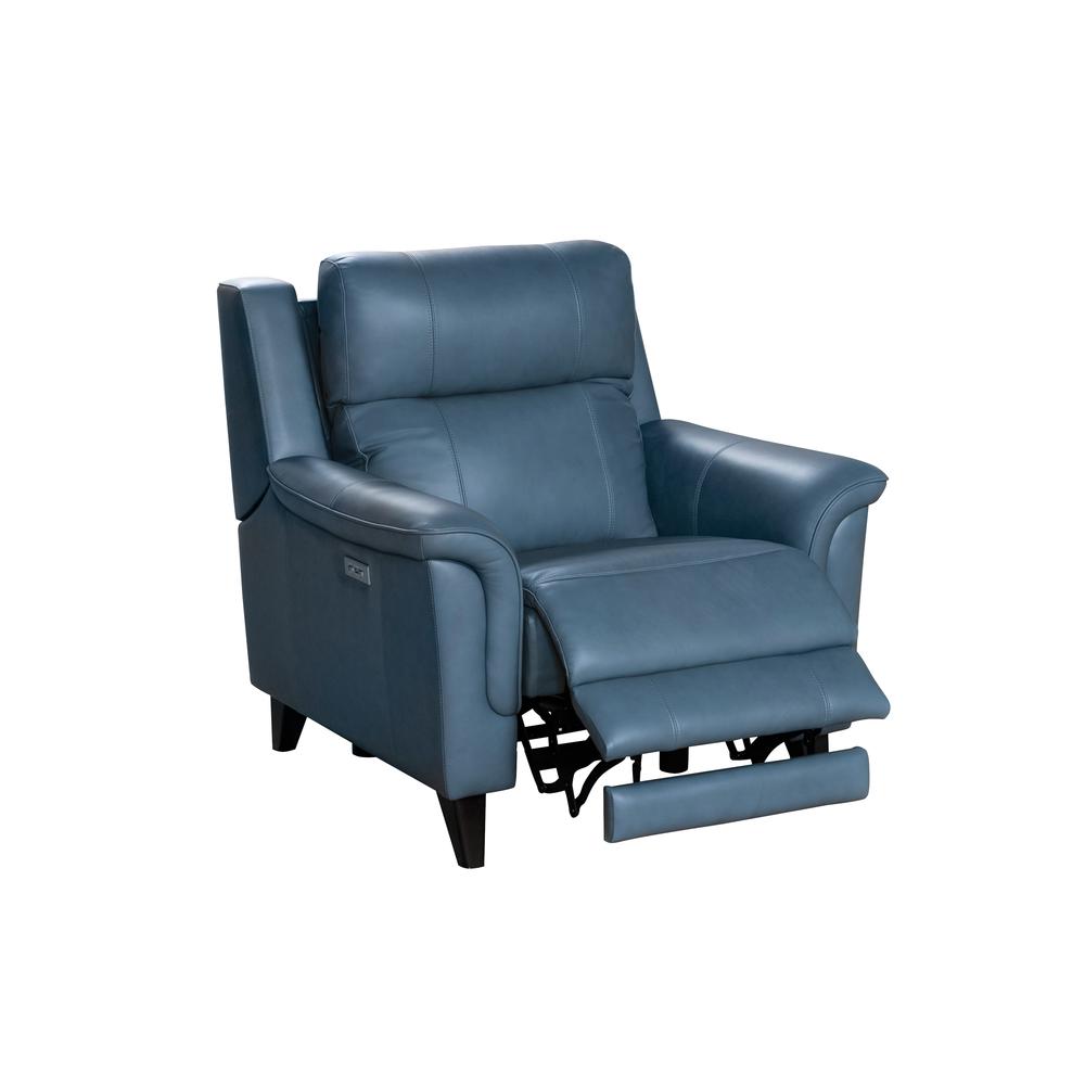 Gray Power Recliner with Adjustable Headrest and Leather Upholstery