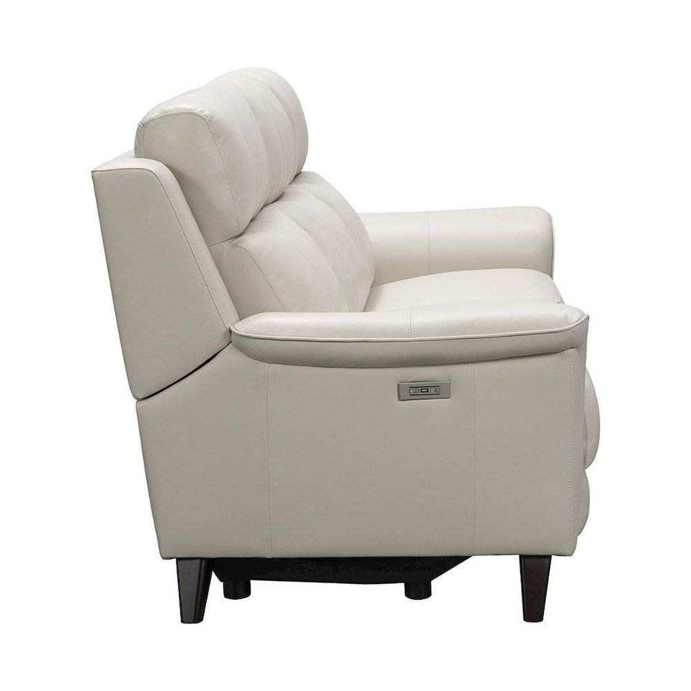 Beige Leather Recliner Sofa with Power Headrests and USB Charging Ports