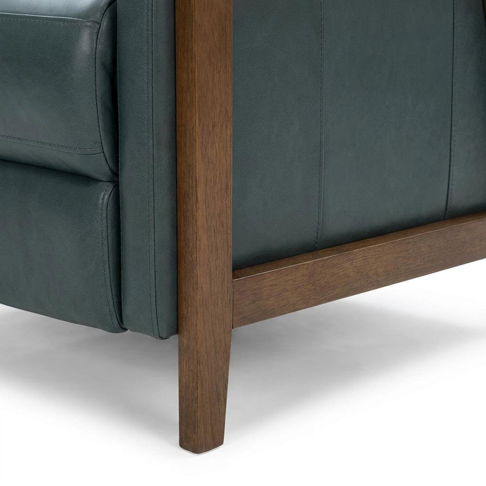 Leather Wall Hugger Recliner Chair with Push-Thru-Arms, Roma Bluegray