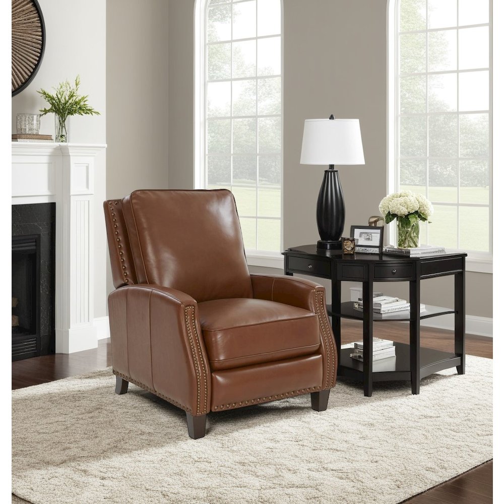 Brown Leather Recliner with Hardwood Plywood Frame for Living Rooms