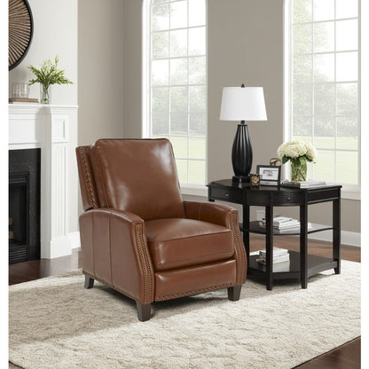 Brown Leather Recliner with Hardwood Plywood Frame for Living Rooms