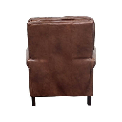 Brown Leather Mid Century Recliner Chair with Footrest Extension