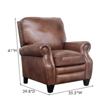 Brown Leather Mid Century Recliner Chair with Footrest Extension