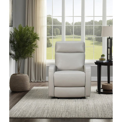 Gray Leather Recliner with Power Headrest and Hardwood Plywood Frame
