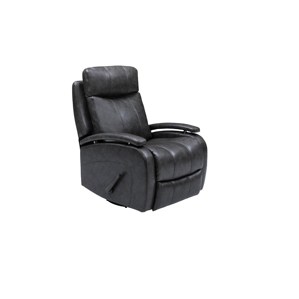 Gray Leather Swivel Glider Recliner with Hardwood Plywood Frame and Comfort