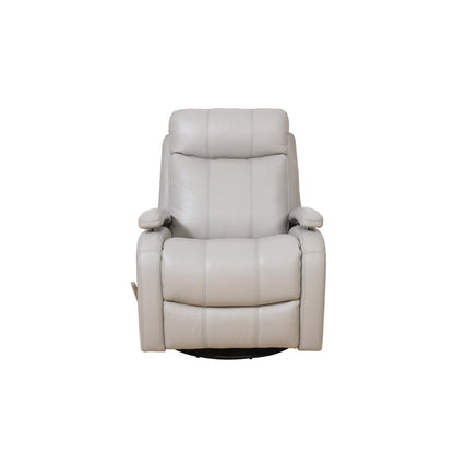 Beige Leather Swivel Glider Recliner with Hardwood Plywood Frame