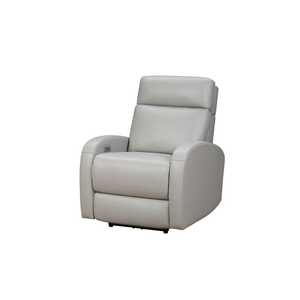 Gray Leather Recliner with Power Headrest and Hardwood Plywood Frame