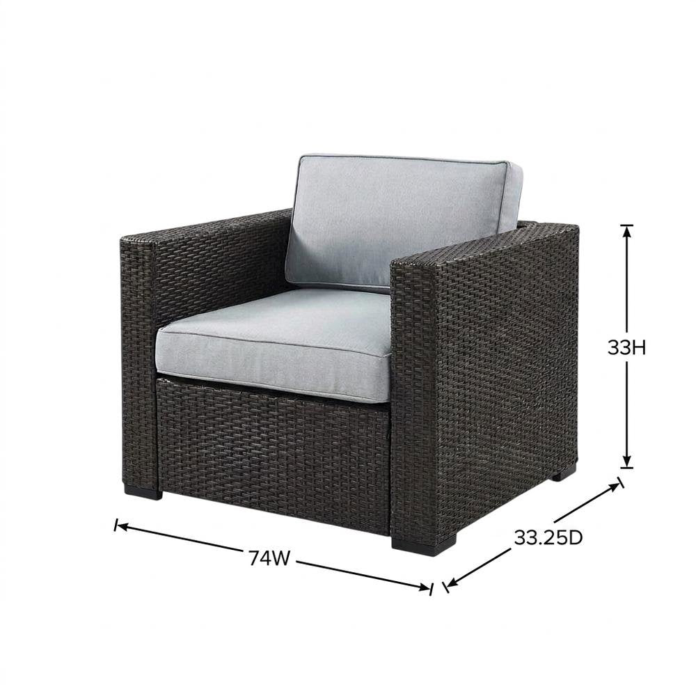 Outdoor Wicker Chair Set in Mist/Brown with Armrests and Durable Frame