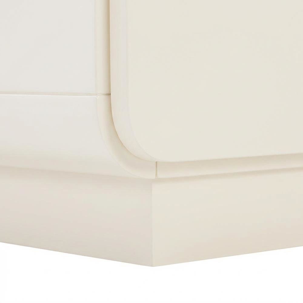 Cream Nightstand with Soft Close Drawers and Acacia Legs