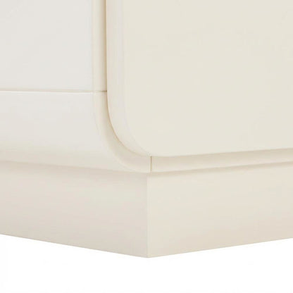 Cream Nightstand with Soft Close Drawers and Acacia Legs