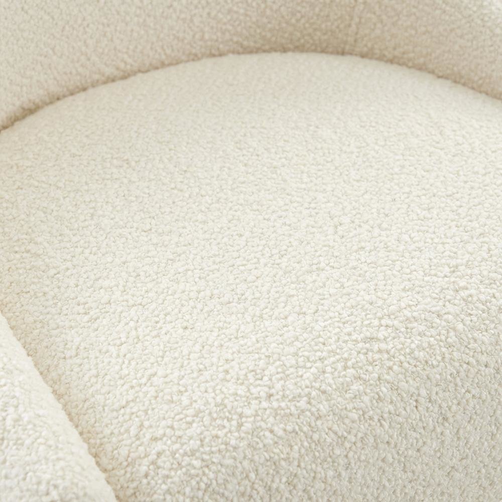 Cream Boucle Side Chair with Gold Legs and Fiber-Wrapped Foam Seat