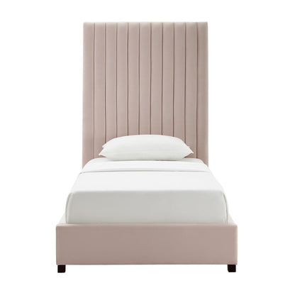 Arabelle Blush Velvet Bed in Twin
