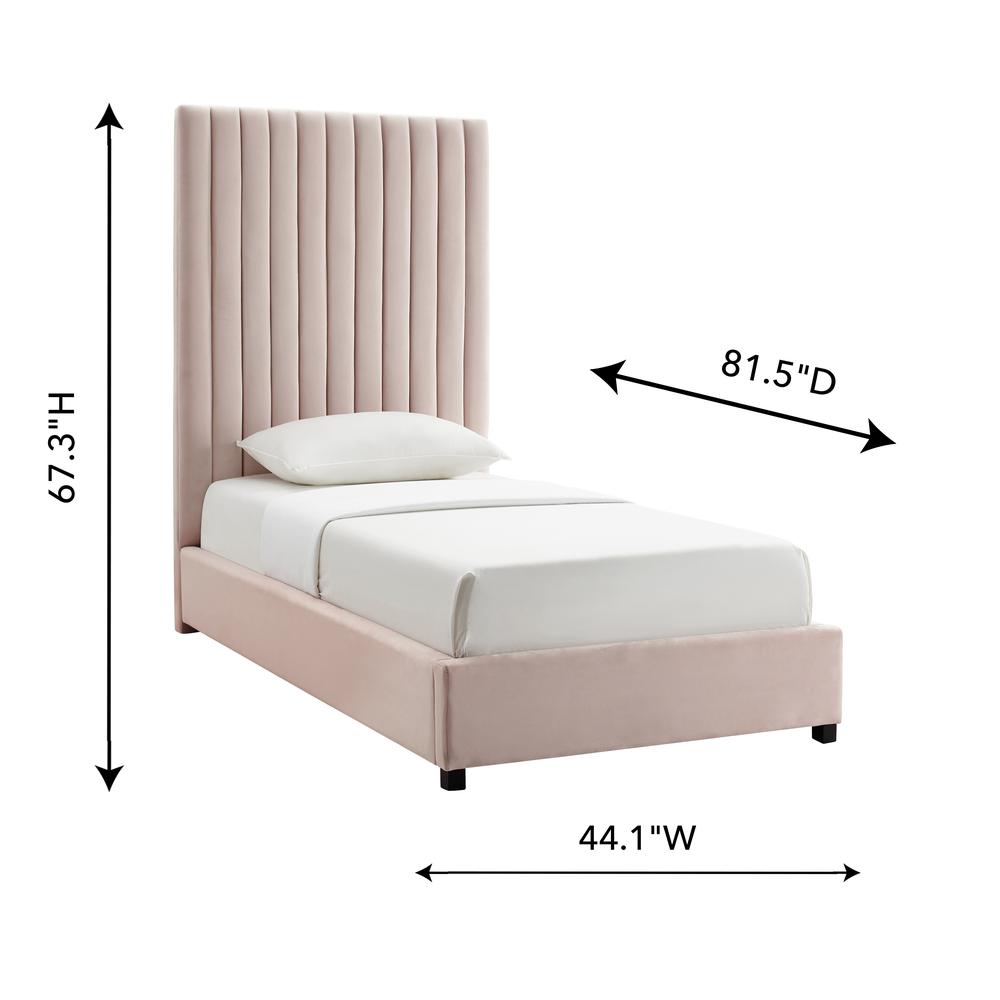 Arabelle Blush Velvet Bed in Twin