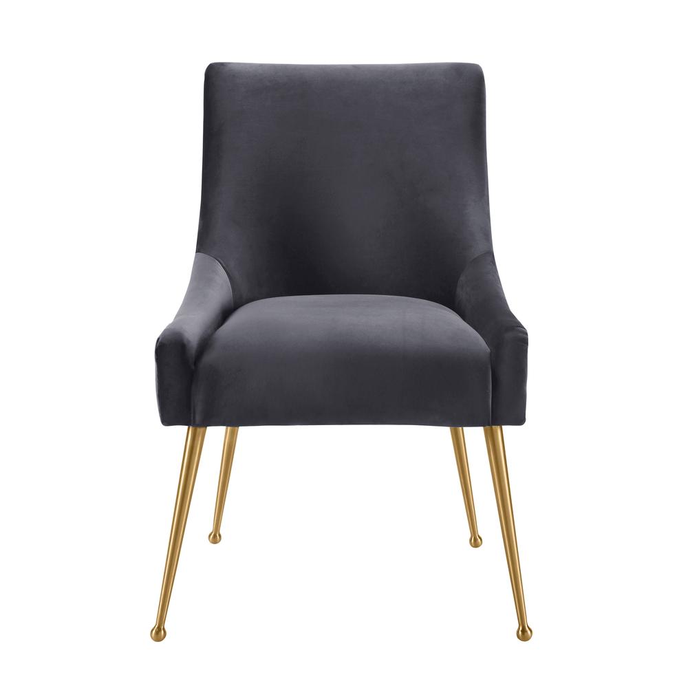 Beatrix Pleated Grey Velvet Side Chair