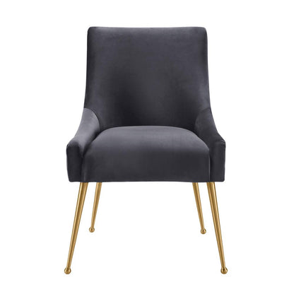 Beatrix Pleated Grey Velvet Side Chair