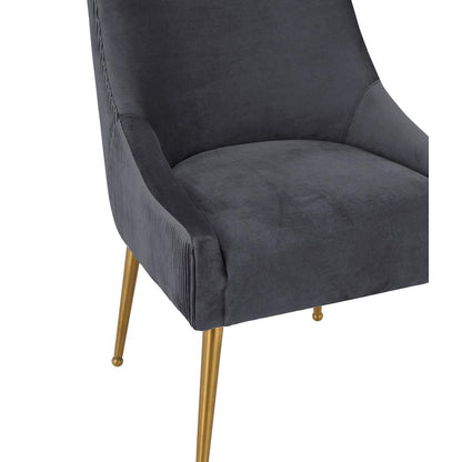 Beatrix Pleated Grey Velvet Side Chair