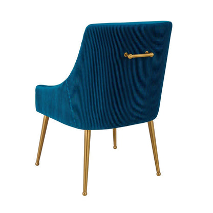 Beatrix Pleated Navy Velvet Side Chair
