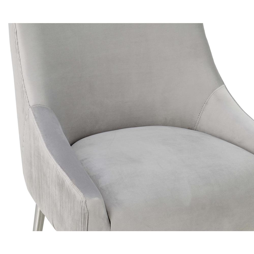Beatrix Pleated Light Grey Velvet Bar Stool