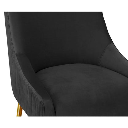 Beatrix Pleated Black Velvet Bar Stool